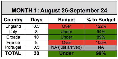 Month 1 budget