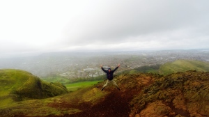 Josh jumpin at Arthurs Seat